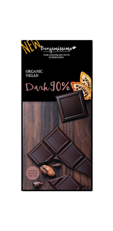 Organic vegan dark chocolate Bar with 90% cocoa content
