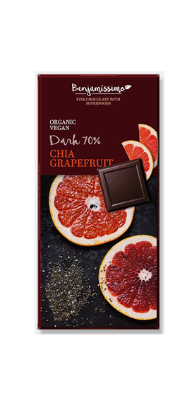 Organic vegan Chocolat Bar Chia Grapefruit / Dark 70%