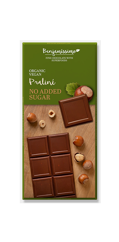 Organic vegan Chocolat Bar No Added Sugar / Praliné